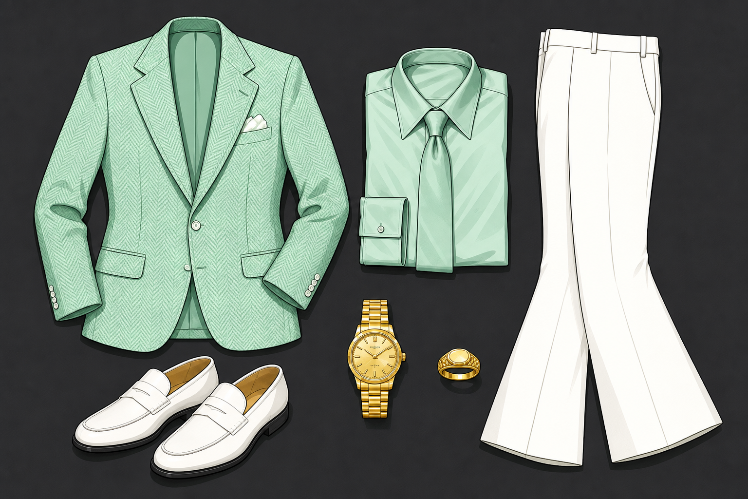 Ace casino suit wardrobe alternate — mint herringbone