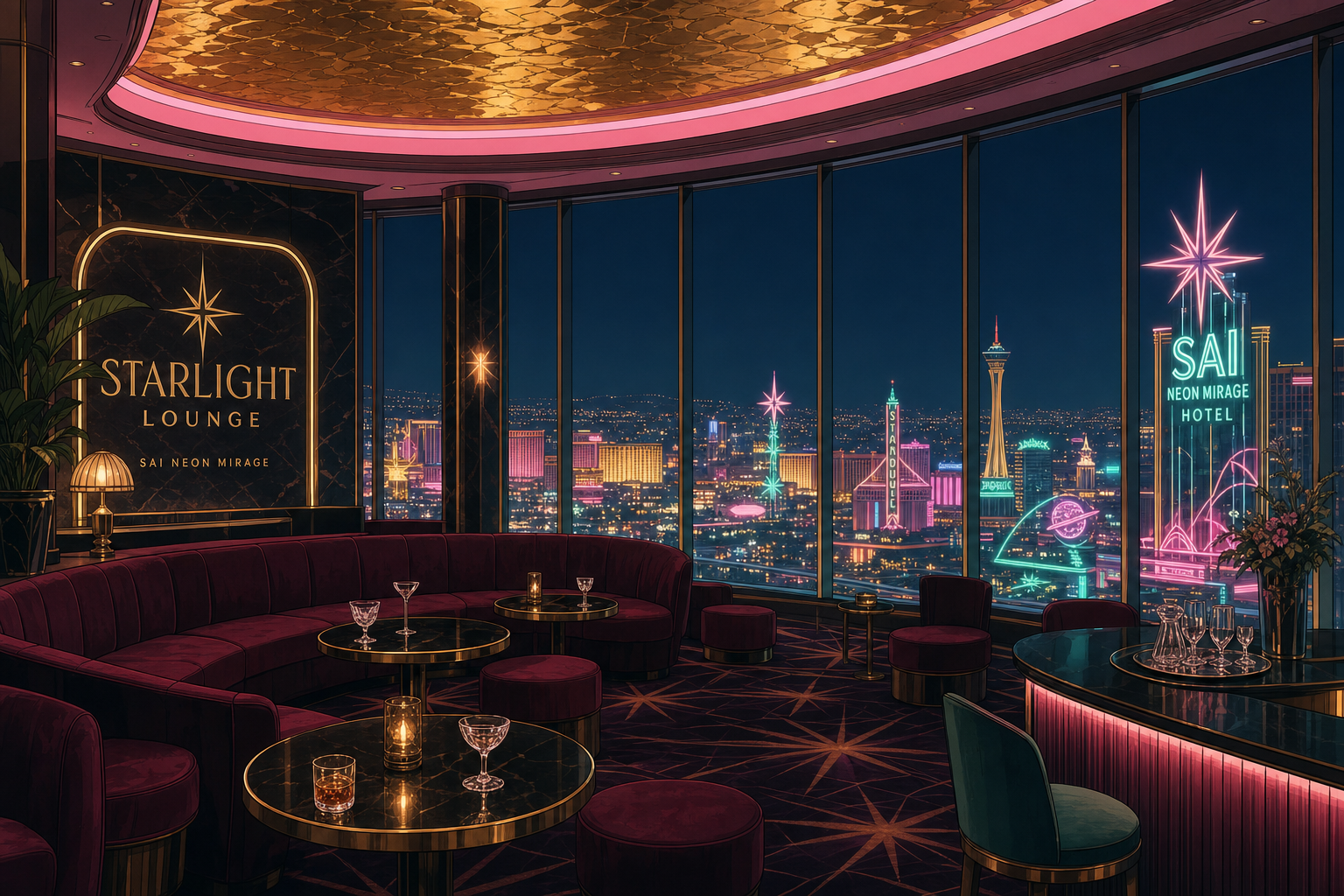 SAI Neon Mirage Starlight Lounge penthouse bar reference