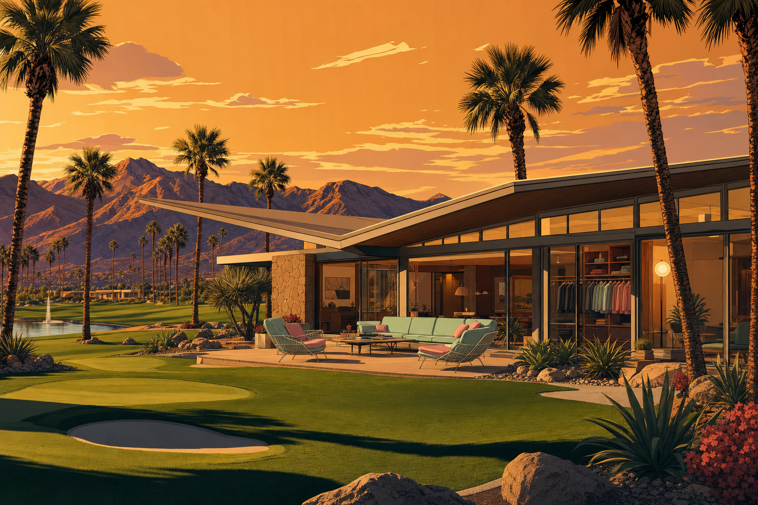 SAI Neon Mirage mid-century golf estate style master