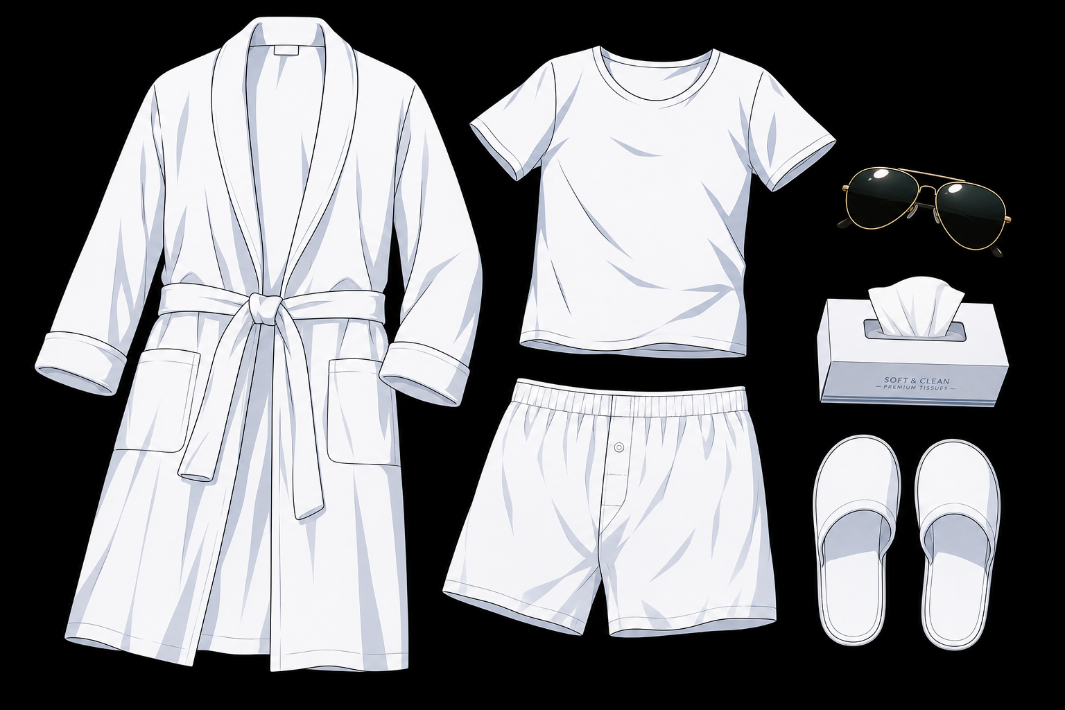 Hugh reclusive robe wardrobe reference — white bathrobe isolation