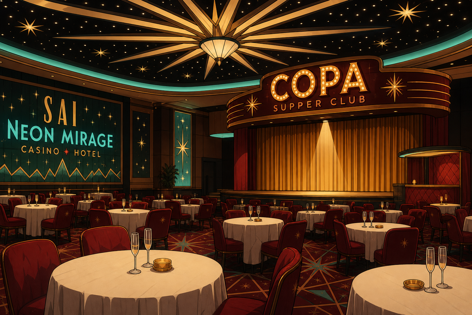 SAI Neon Mirage Copa Supper Club restaurant reference
